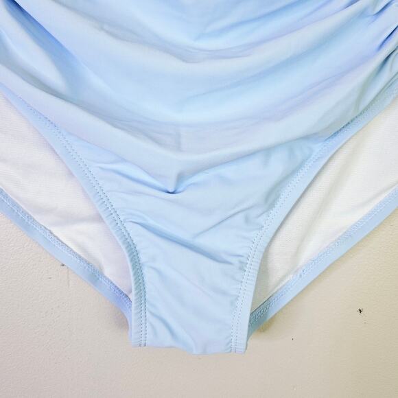 New Crown & Ivy Plus Size 1X Tummy Control Shirred High Waisted Bikini Bottoms - Picture 8 of 15